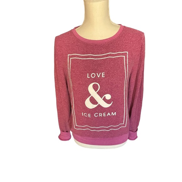 Wildfox Womens Love & Ice Cream Sweatshirt Crew Neck Long Sleeve Size XS Purple - Picture 2 of 6